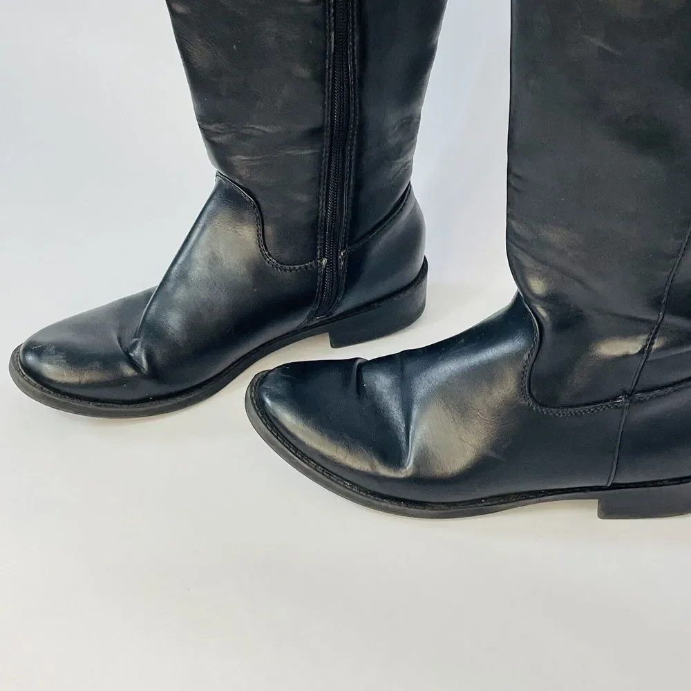 TOMMY HILFIGER Black Riding Boots‎ 7 Knee High Twiyris